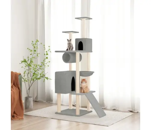 Kaķu Māja Ar Sizala Stabiem Nagu Asināšanai, 168 Cm, Pelēka Vidaxl