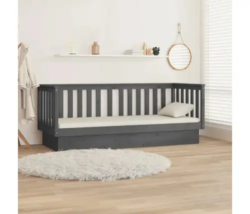 Dīvāngulta, Pelēka, 90X190 Cm, Priedes Masīvkoks Vidaxl