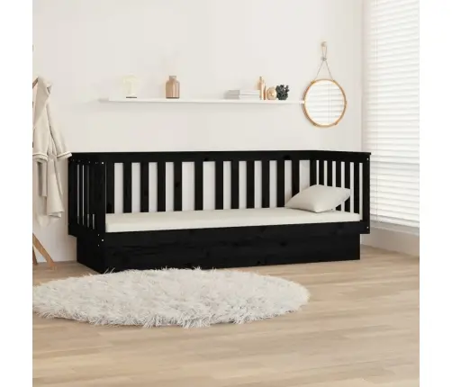 Dīvāngulta, Melna, 90X190 Cm, Priedes Masīvkoks Vidaxl