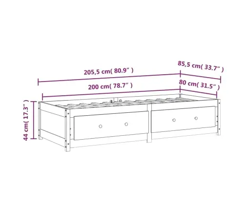 Lova Be Čiužinio, 80X200cm Pušies Medienos Masyvas