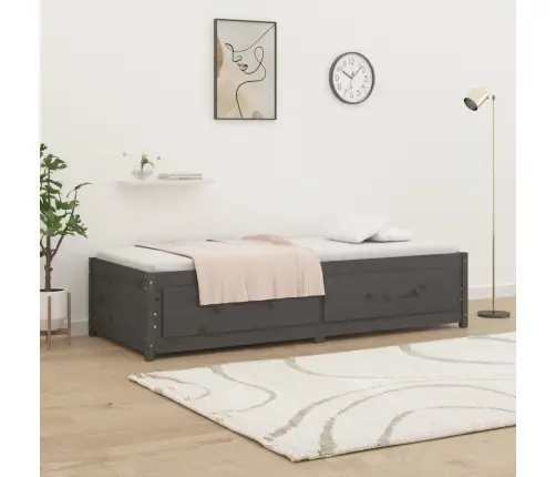 Lova, Pilkos Spalvos, 90X200cm Pušies Medienos Masyvas