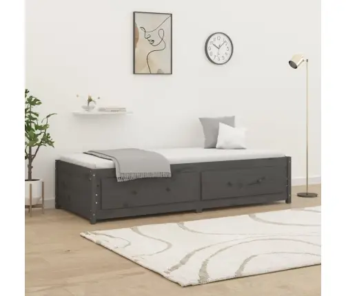 Lova, Pilkos Spalvos, 90X200cm Pušies Medienos Masyvas