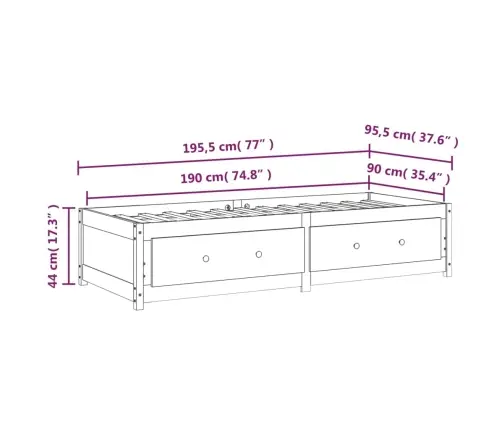 Lova, Medaus Ruda, 90X190cm Pušies Medienos Masyvas, Vienvietė