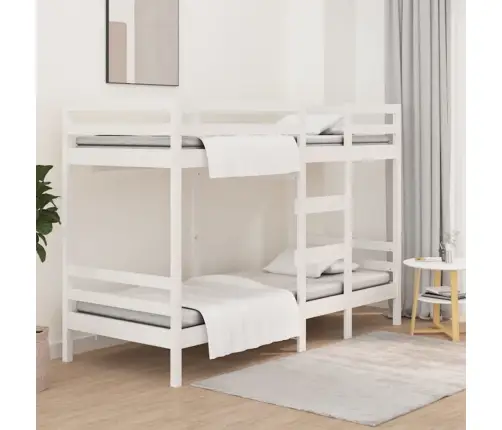 Divstāvu Gulta, Balta, 90X190 Cm, Priedes Masīvkoks Vidaxl