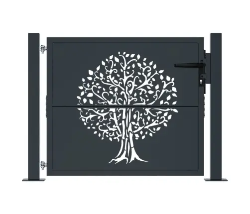 Dārza Vārti, Antracītpelēki, 105X80 Cm, Tērauds, Koka Dizains Vidaxl