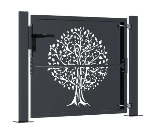 Dārza Vārti, Antracītpelēki, 105X80 Cm, Tērauds, Koka Dizains Vidaxl