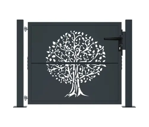 Dārza Vārti, Antracītpelēki, 105X105 Cm, Tērauds, Koka Dizains Vidaxl