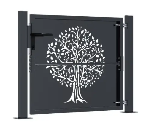 Dārza Vārti, Antracītpelēki, 105X105 Cm, Tērauds, Koka Dizains Vidaxl