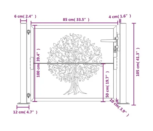 Dārza Vārti, Antracītpelēki, 105X105 Cm, Tērauds, Koka Dizains Vidaxl