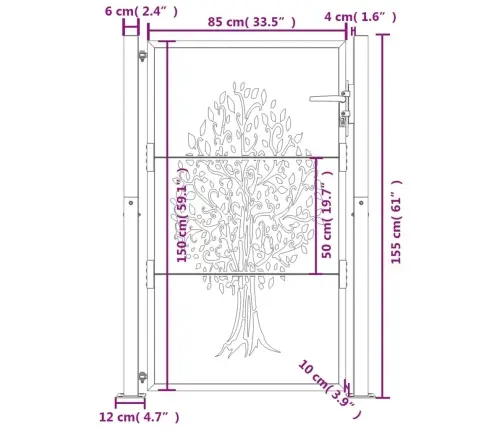 Aiavärav, Antratsiithall, 100 X 150 cm Terasest, Puudisain