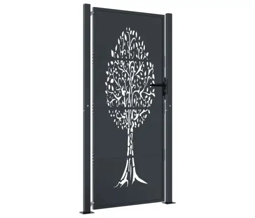 Dārza Vārti, Antracītpelēki, 105X180 Cm, Tērauds, Koka Dizains Vidaxl