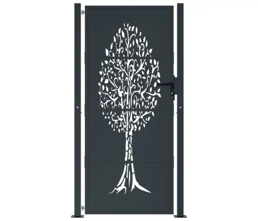 Dārza Vārti, Antracītpelēki, 105X180 Cm, Tērauds, Koka Dizains Vidaxl