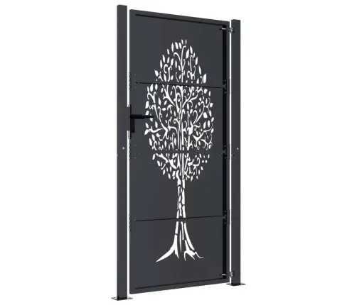 Dārza Vārti, Antracītpelēki, 105X180 Cm, Tērauds, Koka Dizains Vidaxl