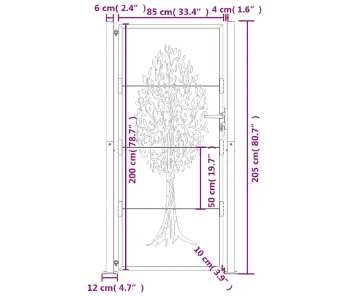 Aiavärav, Antratsiithall, 100 X 200 cm Terasest, Puudisain