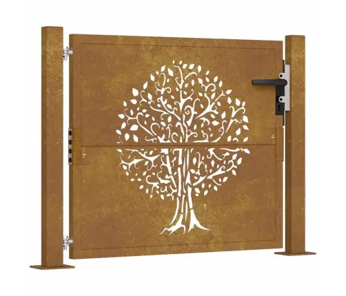 Dārza Vārti, 105X80 Cm, Tērauds Ar Rūsas Efektu, Koka Dizains Vidaxl