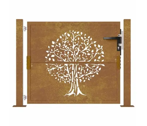 Dārza Vārti, 105X80 Cm, Tērauds Ar Rūsas Efektu, Koka Dizains Vidaxl