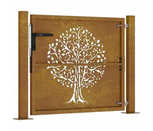 Dārza Vārti, 105X80 Cm, Tērauds Ar Rūsas Efektu, Koka Dizains Vidaxl