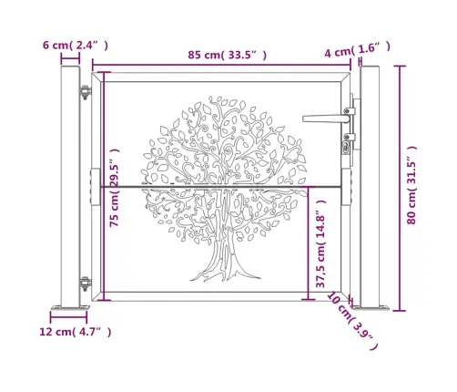 Dārza Vārti, 105X80 Cm, Tērauds Ar Rūsas Efektu, Koka Dizains Vidaxl