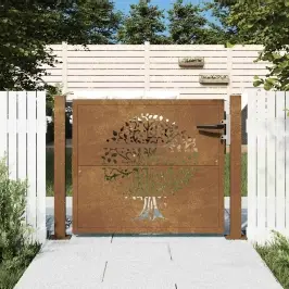 Sodo Vartai, 105X80 cm Corten Plienas, Medžio Raštas