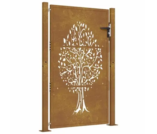 Dārza Vārti, 105X155 Cm, Tērauds Ar Rūsas Efektu, Koka Dizains Vidaxl