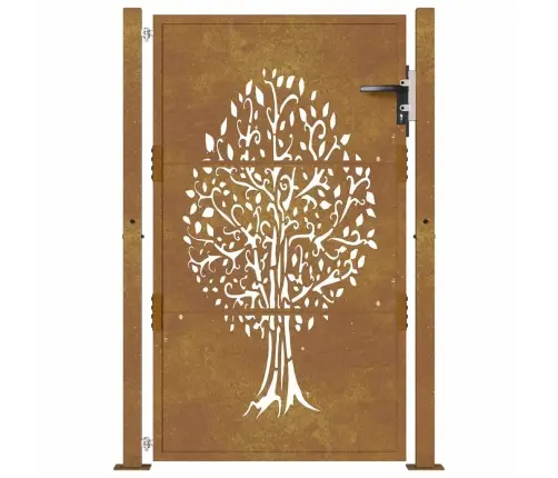 Dārza Vārti, 105X155 Cm, Tērauds Ar Rūsas Efektu, Koka Dizains Vidaxl