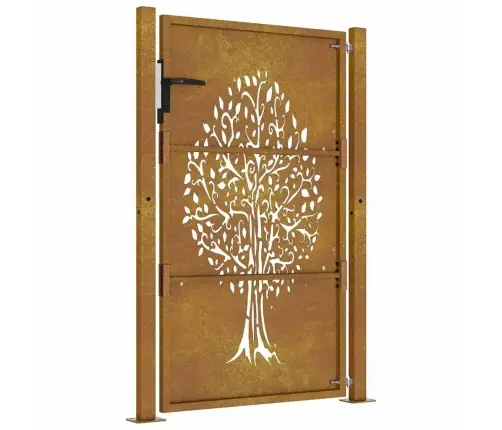 Dārza Vārti, 105X155 Cm, Tērauds Ar Rūsas Efektu, Koka Dizains Vidaxl