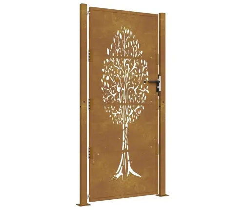 Dārza Vārti, 105X180 Cm, Tērauds Ar Rūsas Efektu, Koka Dizains Vidaxl