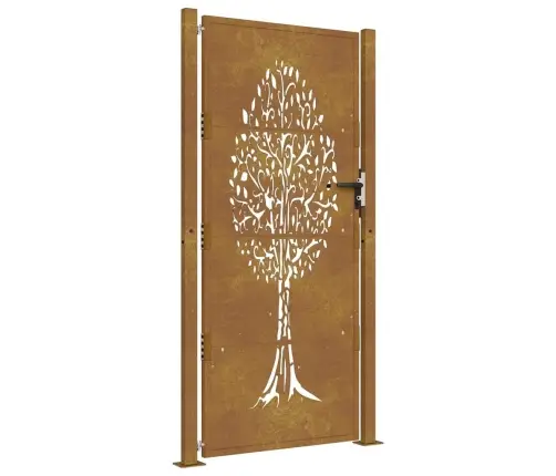 Dārza Vārti, 105X205 Cm, Tērauds Ar Rūsas Efektu, Koka Dizains Vidaxl