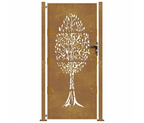 Dārza Vārti, 105X205 Cm, Tērauds Ar Rūsas Efektu, Koka Dizains Vidaxl