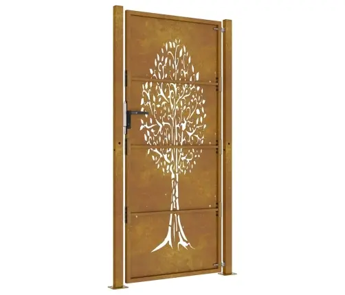 Dārza Vārti, 105X205 Cm, Tērauds Ar Rūsas Efektu, Koka Dizains Vidaxl