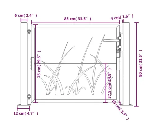 Aiavärav, Antratsiithall, 100 X 75 cm Terasest, Murukujundusega
