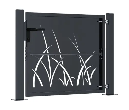 Sodo Vartai, Antracito Spalvos, 100X100 cm Plienas, Žolės Raštas