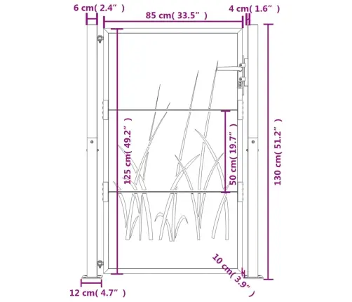 Dārza Vārti, Antracītpelēki, 105X130 Cm, Tērauds, Zāles Dizains Vidaxl