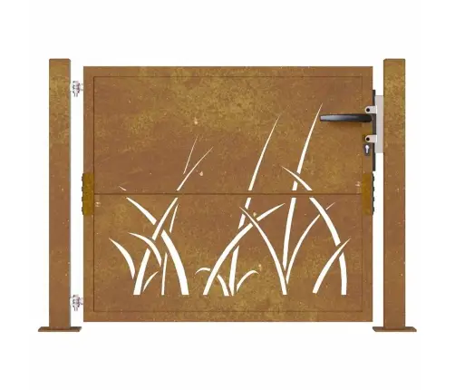 Dārza Vārti, 105X105 Cm, Tērauds Ar Rūsas Efektu, Zāles Dizains Vidaxl