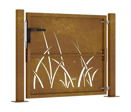 Dārza Vārti, 105X105 Cm, Tērauds Ar Rūsas Efektu, Zāles Dizains Vidaxl
