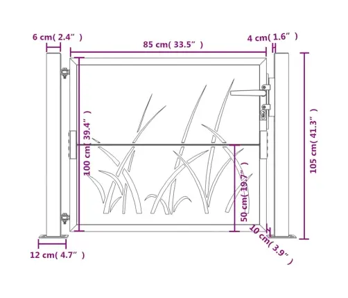 Dārza Vārti, 105X105 Cm, Tērauds Ar Rūsas Efektu, Zāles Dizains Vidaxl
