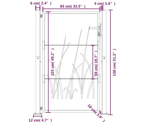 Dārza Vārti, 105X130 Cm, Tērauds Ar Rūsas Efektu, Zāles Dizains Vidaxl