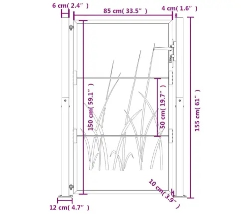 Aiavärav 100 X 150 Cm Corten Terasest Murukujundusega