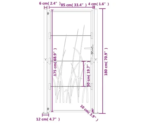 Dārza Vārti, 105X180 Cm, Tērauds Ar Rūsas Efektu, Zāles Dizains Vidaxl