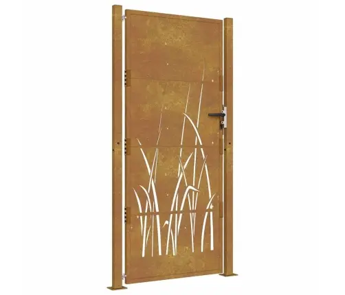 Dārza Vārti, 105X205 Cm, Tērauds Ar Rūsas Efektu, Zāles Dizains Vidaxl