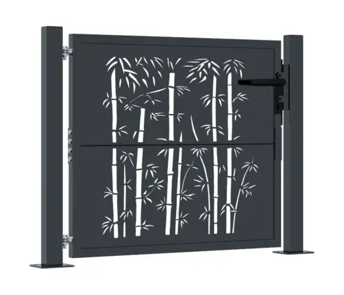 Dārza Vārti, Antracītpelēki, 105X80Cm, Tērauds, Bambusa Dizains Vidaxl