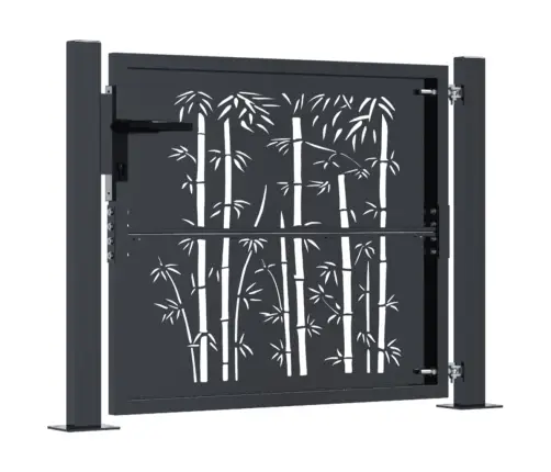 Dārza Vārti, Antracītpelēki, 105X80Cm, Tērauds, Bambusa Dizains Vidaxl