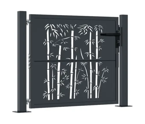 Dārza Vārti, Pelēki, 105X105 Cm, Tērauds, Bambusa Dizains Vidaxl