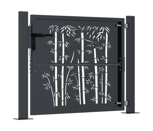 Dārza Vārti, Pelēki, 105X105 Cm, Tērauds, Bambusa Dizains Vidaxl