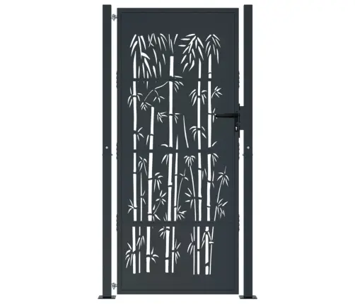 Dārza Vārti, Pelēki, 105X180 Cm, Tērauds, Bambusa Dizains Vidaxl
