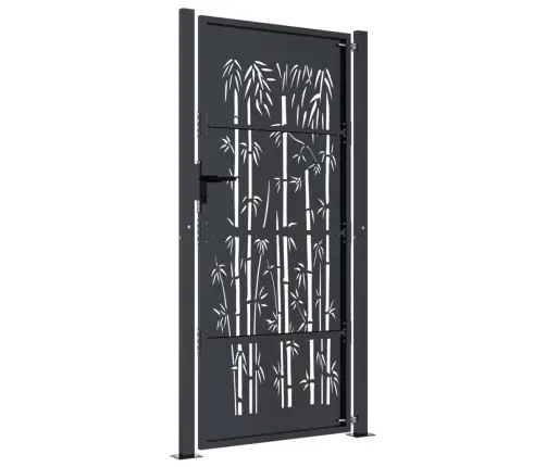 Dārza Vārti, Pelēki, 105X180 Cm, Tērauds, Bambusa Dizains Vidaxl