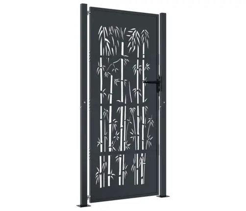 Dārza Vārti, Pelēki, 105X205 Cm, Tērauds, Bambusa Dizains Vidaxl