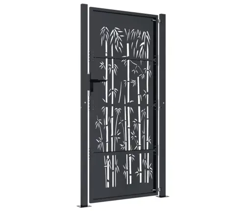 Dārza Vārti, Pelēki, 105X205 Cm, Tērauds, Bambusa Dizains Vidaxl