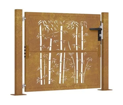 Dārza Vārti, 105X80 Cm, Tērauds, Rūsas Efekts, Bambusa Dizains Vidaxl