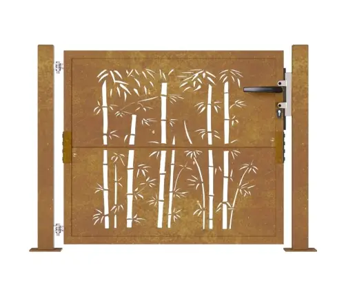 Dārza Vārti, 105X80 Cm, Tērauds, Rūsas Efekts, Bambusa Dizains Vidaxl